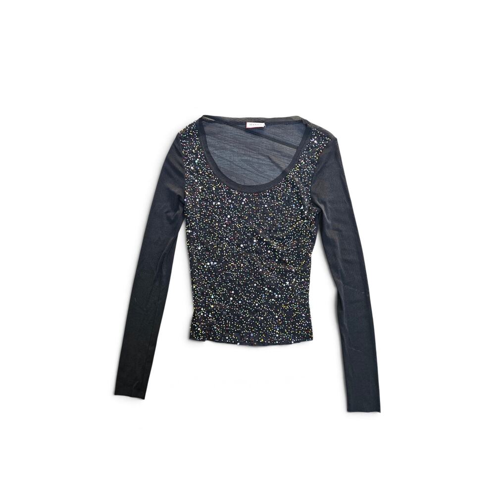 Y2k Max&Co Beaded Mesh Top Euro Black - Size Small